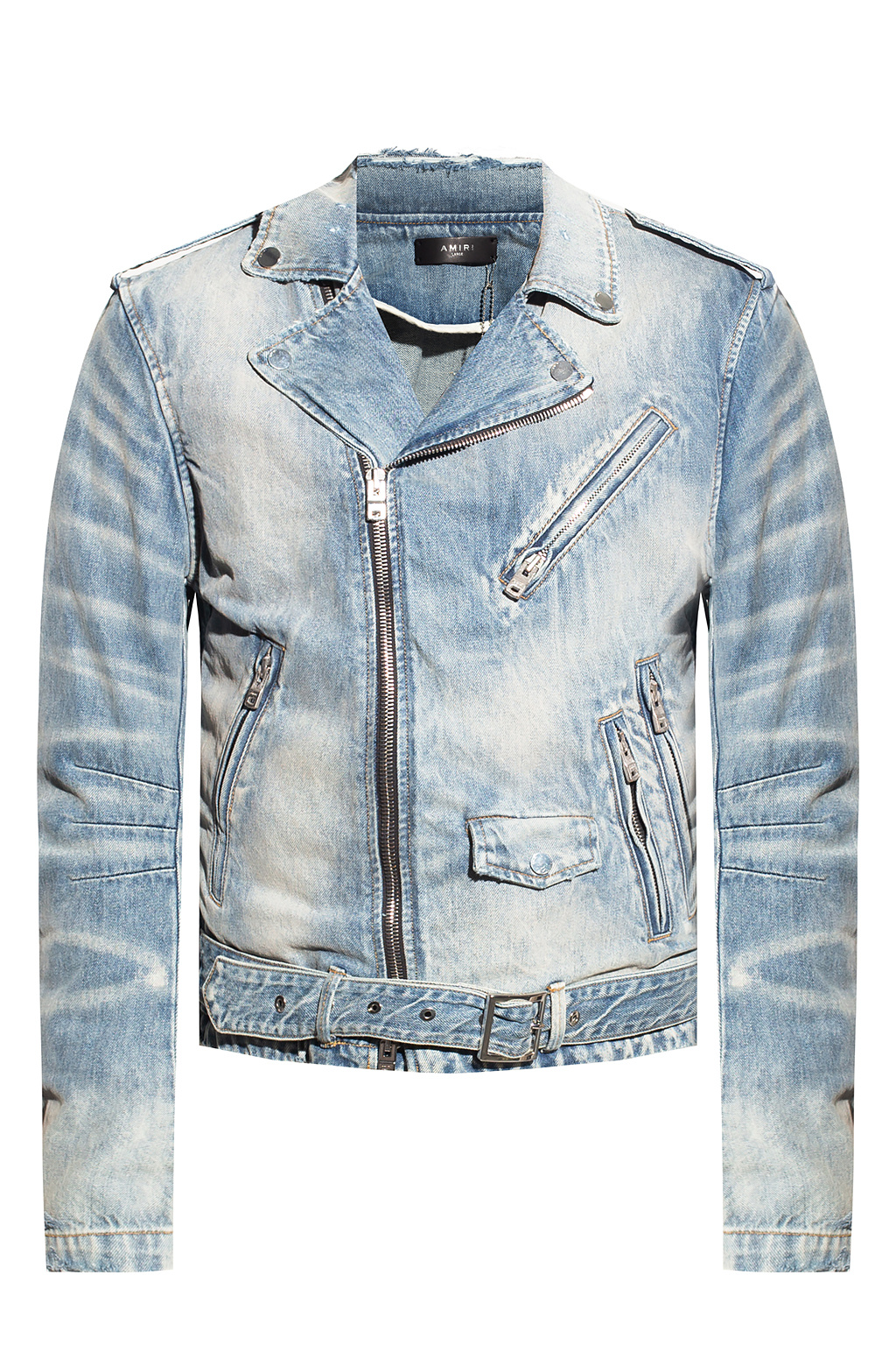 Amiri distressed discount shearling denim jacket